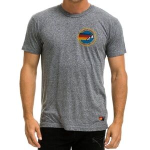 Aviator Nation Gray Short Sleeve Tee with Rainbow Chest Patch Size L